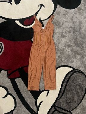 House of CB Orange Sleeveless Jumpsuit with Front Zipper